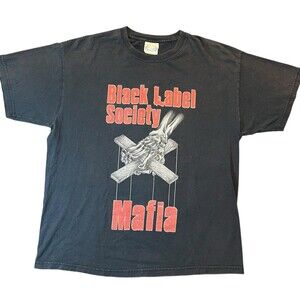 Vintage Black Label Society Mafia Skeleton Graphic T Shirt Tag L Black